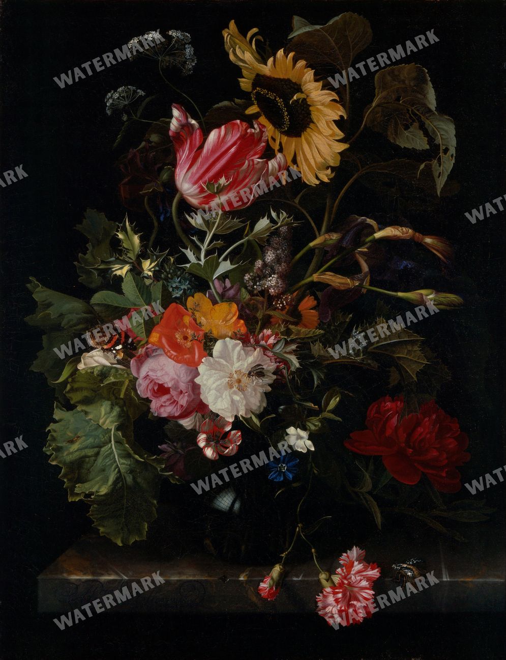 Flowers vintage painting, printable wall art download, image 1