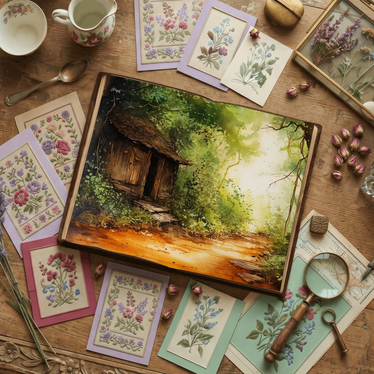 Forest Cabin Digital Papers