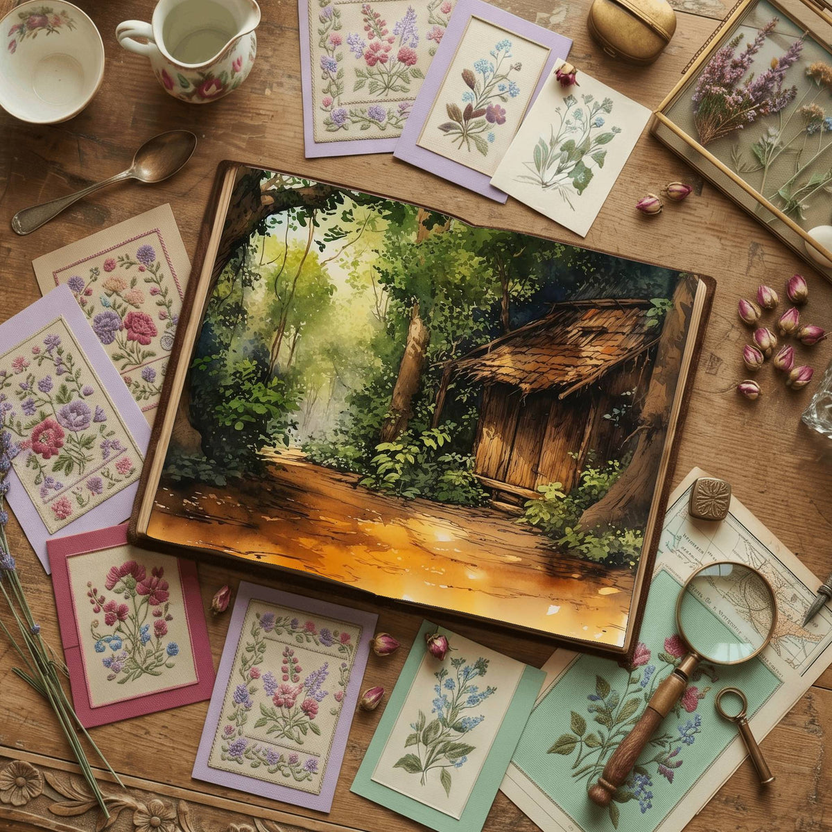 Forest Cabin Digital Papers