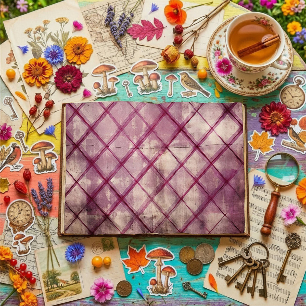 Fuchsia Checkered Patterns Digital Papers