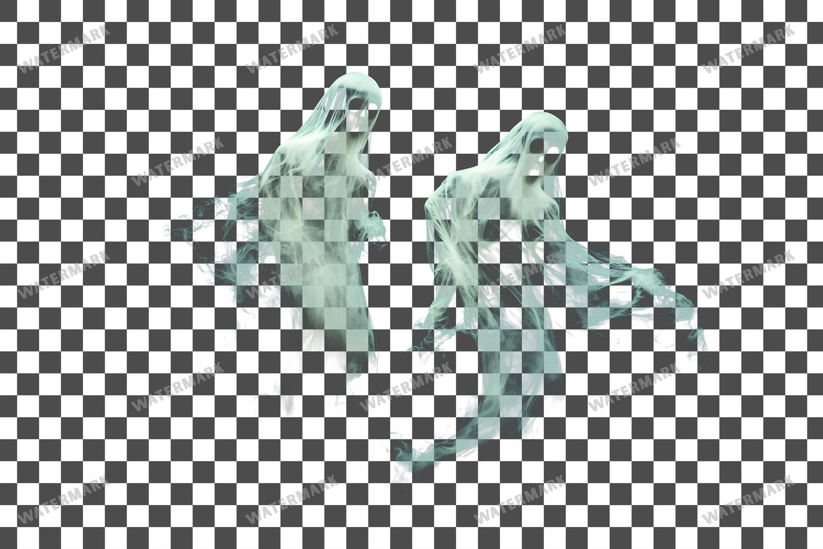 Ghostly Apparitions PNG overlay on a transparent checkered background, preview 1
