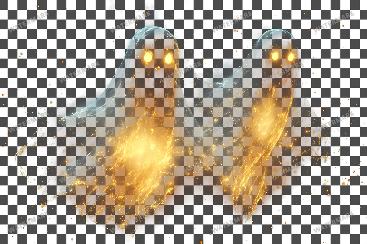 Ghostly Apparitions PNG overlay on a transparent checkered background, preview 1
