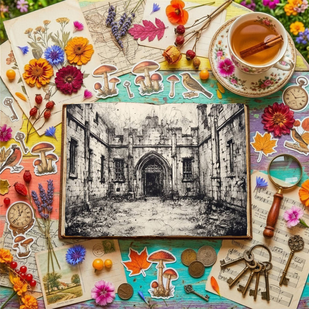 Gothic Courtyard Digital Papers