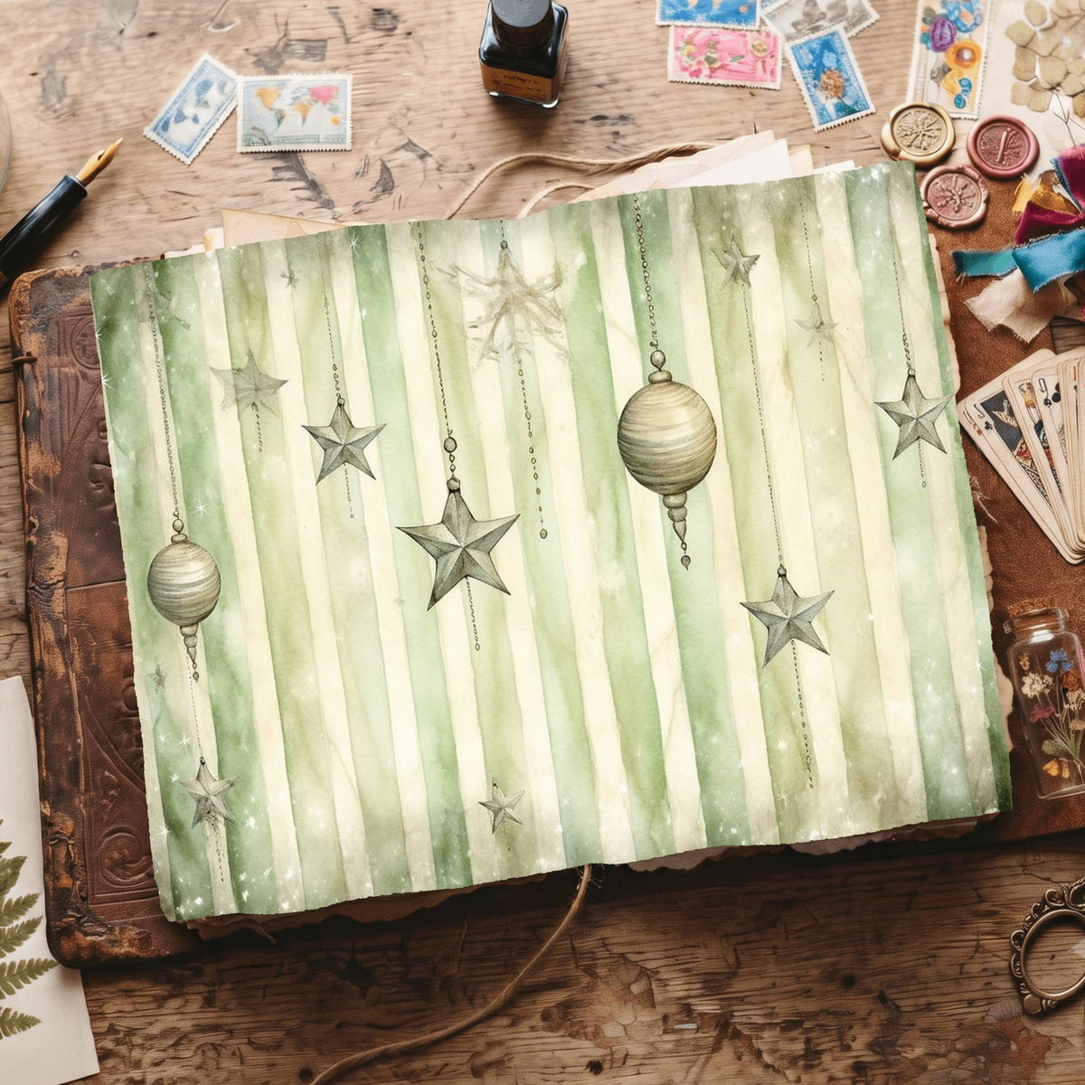 Green Christmas Digital Papers