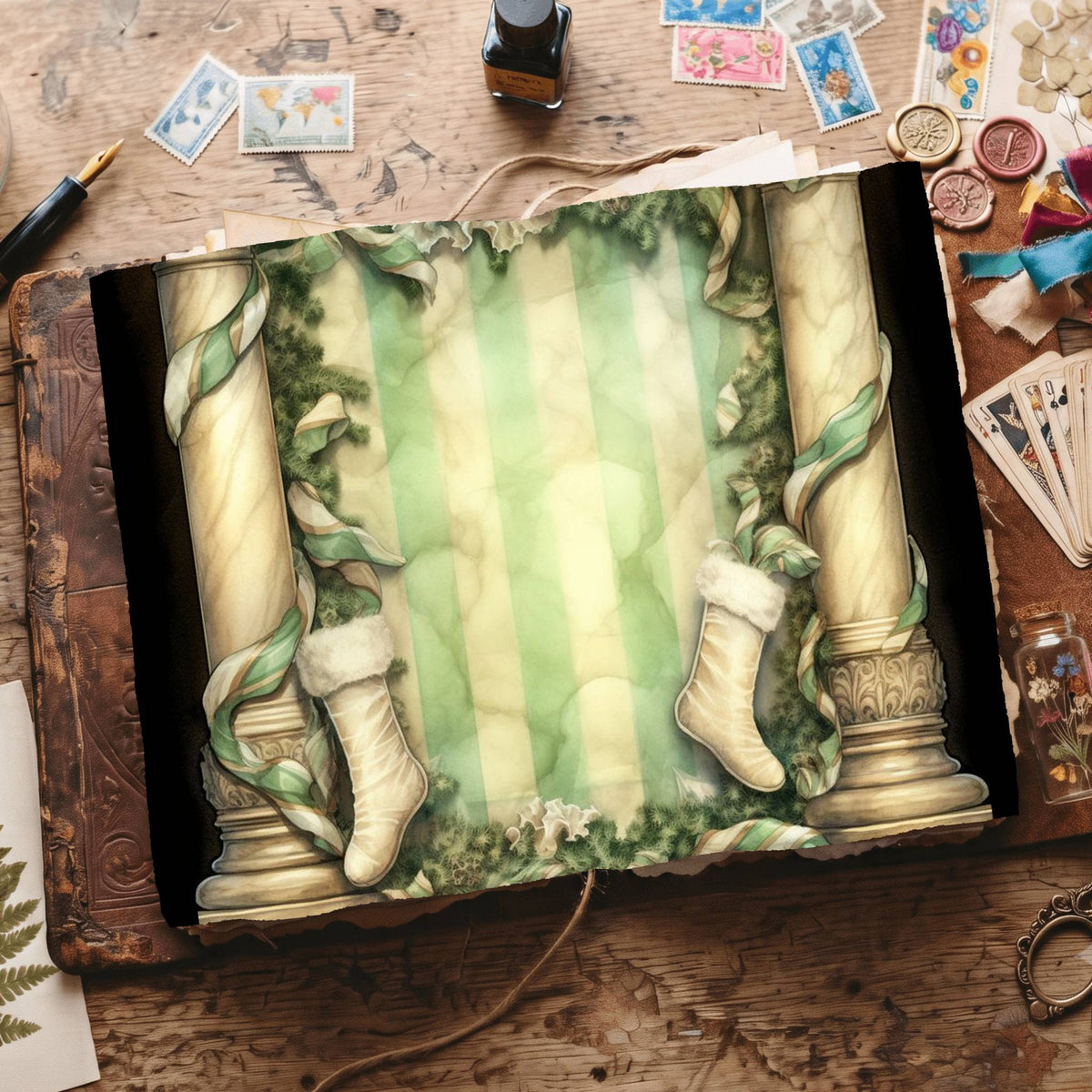 Green Christmas Digital Papers
