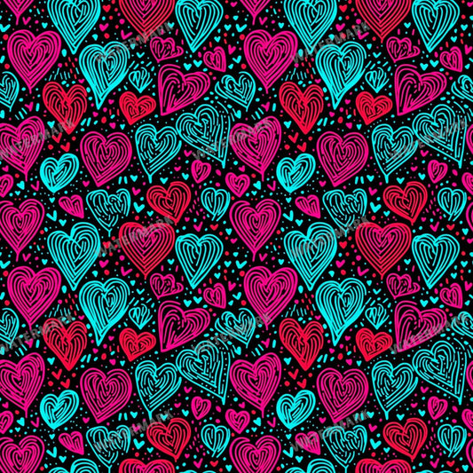 Heart Doodles Seamless Pattern