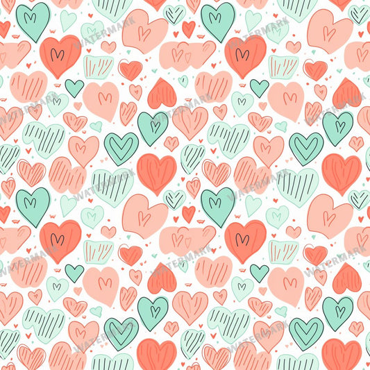 Heart Doodles Seamless Pattern