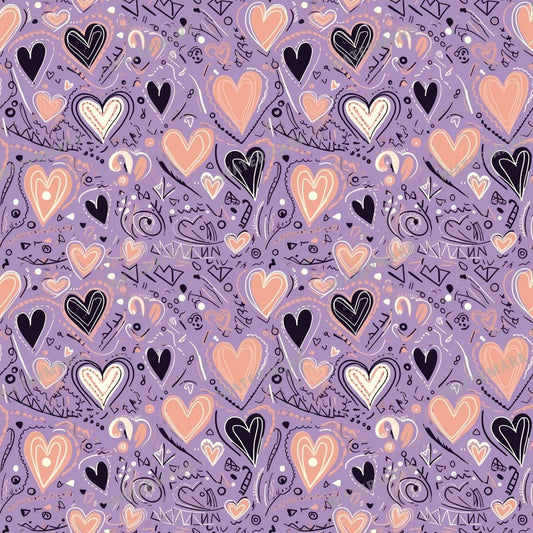 Heart Doodles Seamless Pattern