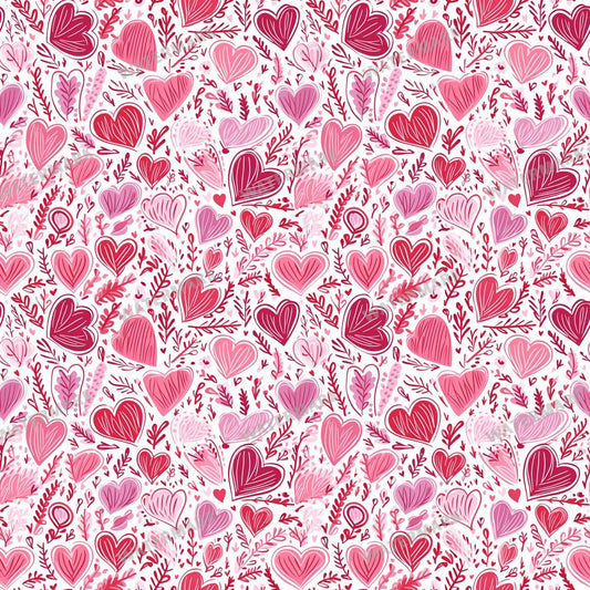 Heart Doodles Seamless Pattern