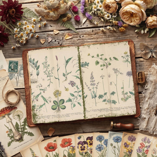 Herbal printable junk journal papers, digital download preview