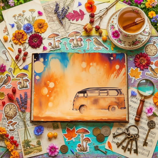 Hippie Campervan Digital Papers