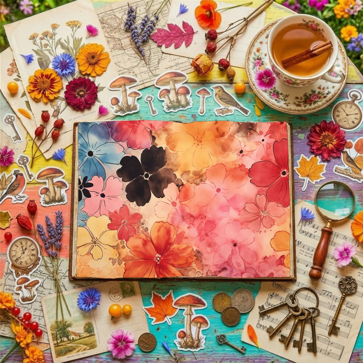 Hippie Flowers Digital Papers