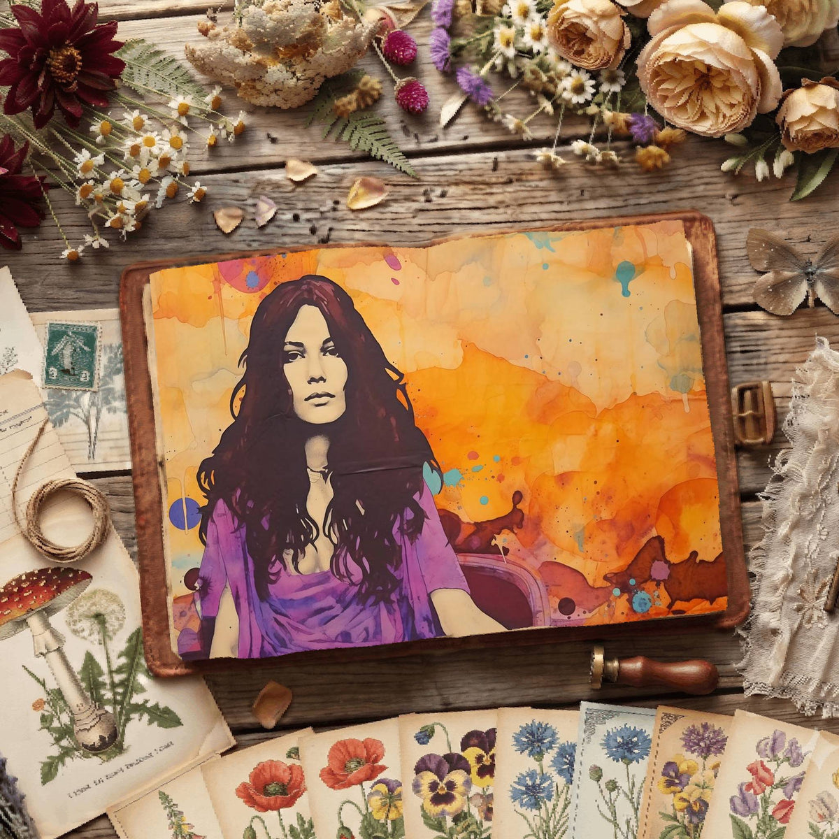Hippie Woman Digital Papers