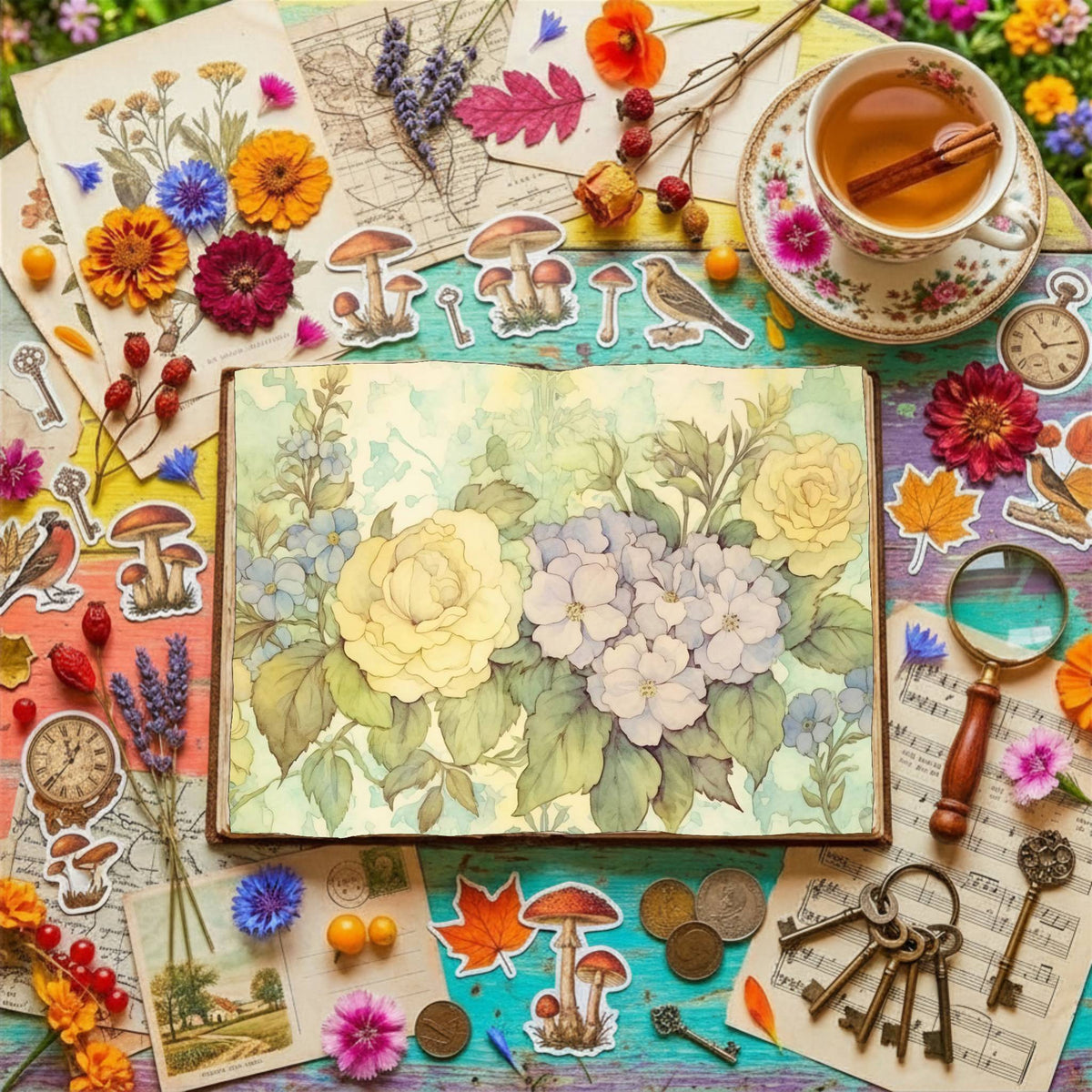 Hydrangea And Roses Digital Papers