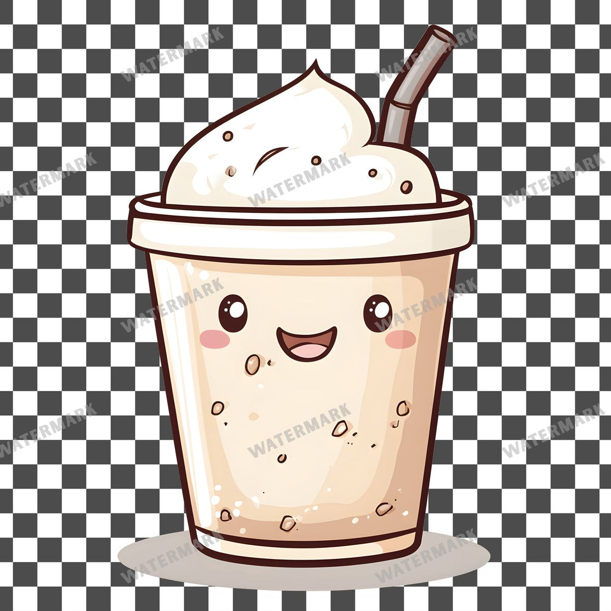 Iced Latte Kawaii Style Clipart Pngs