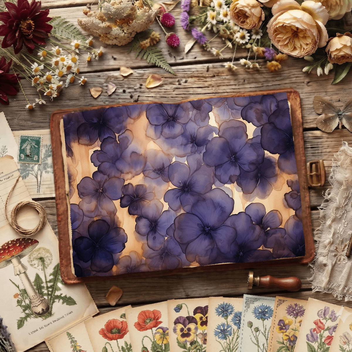 Indigo Violets Digital Papers