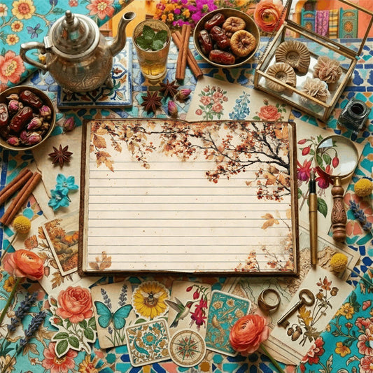 Lined Autumn Leaves Digital Papers