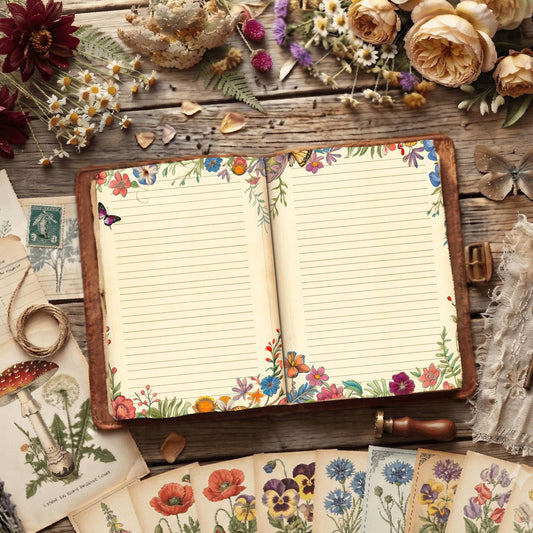 Lined Floral Digital Papers