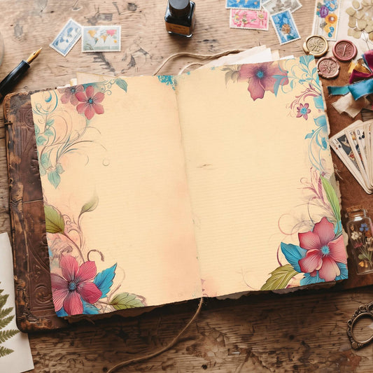 Lined Flower Digital Papers