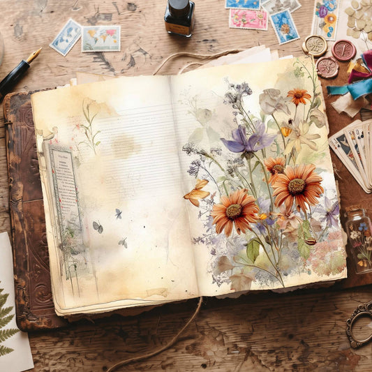 Lined Flower Digital Papers