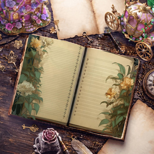 Lined Flower Digital Papers
