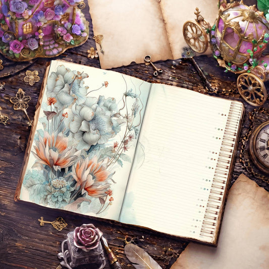 Lined Flower Digital Papers