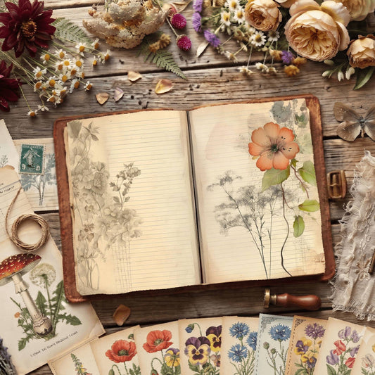Lined Flower Digital Papers
