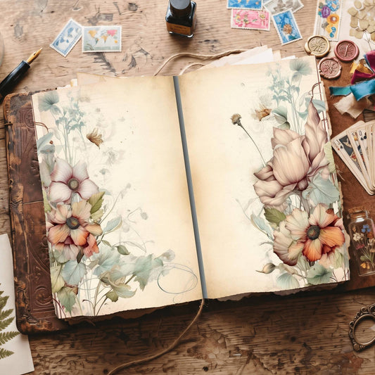 Lined Flower Digital Papers