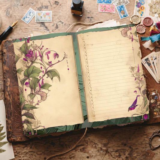 Lined Flower Digital Papers
