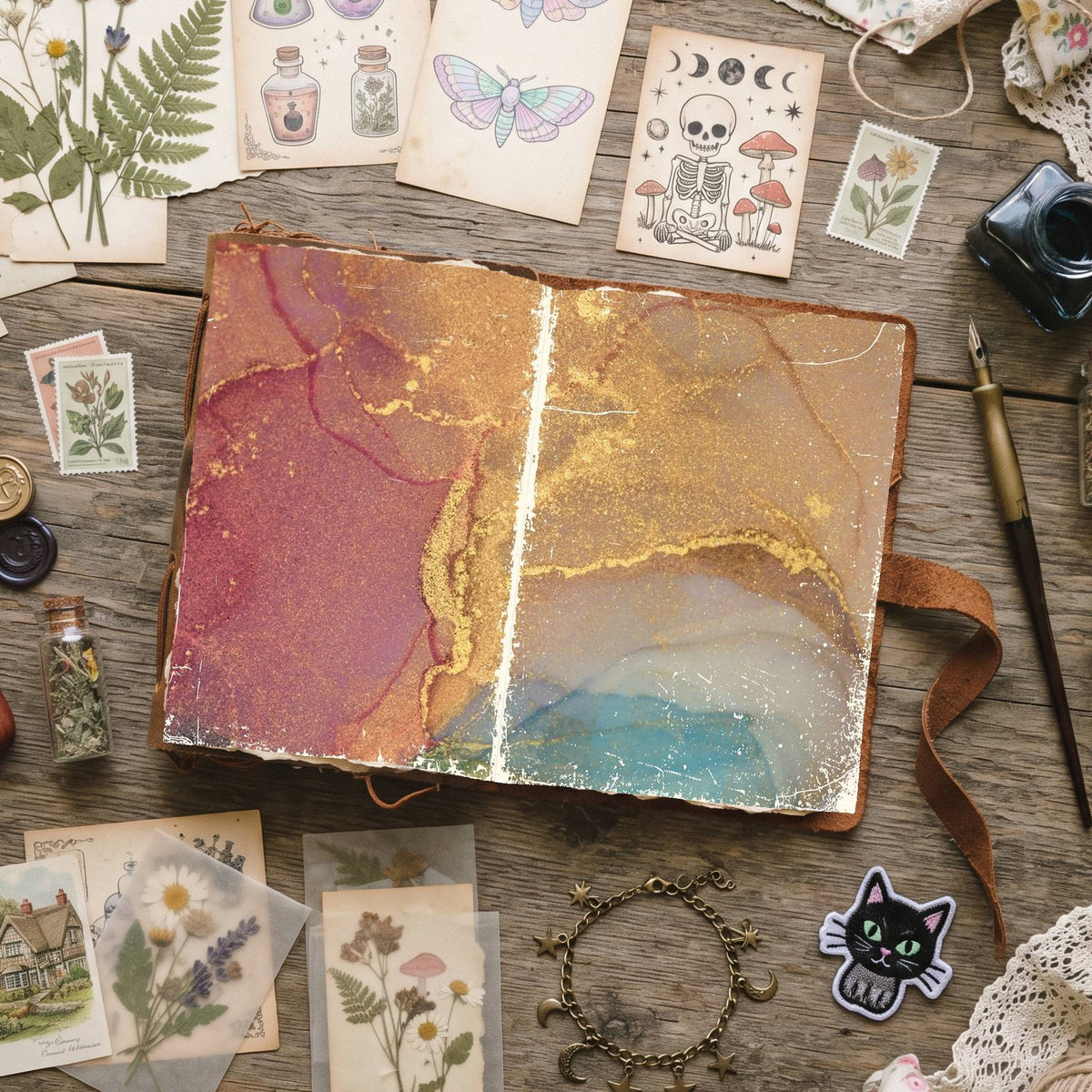 Marble Effect Distressed Blank And Lined Digital Papers