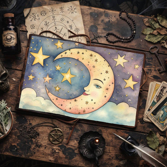 Moon Faces Digital Papers