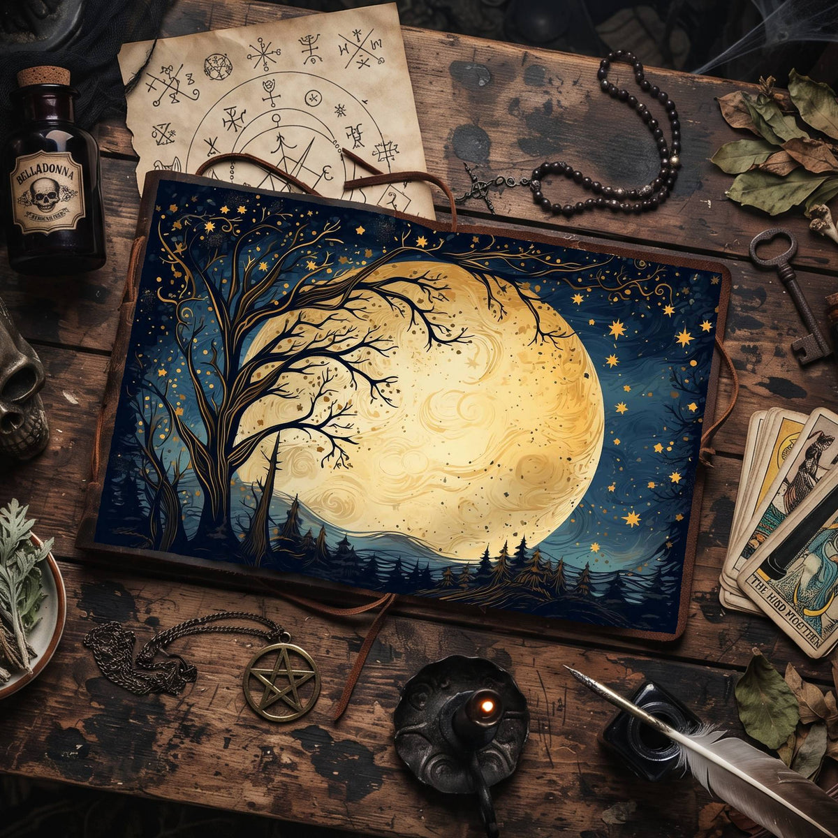 Moonlit Tree Digital Papers
