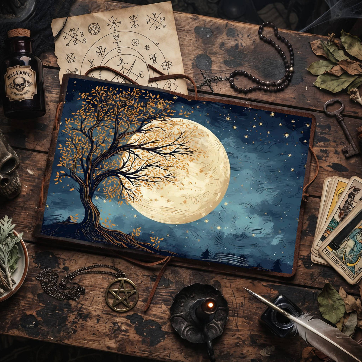 Moonlit Tree Digital Papers