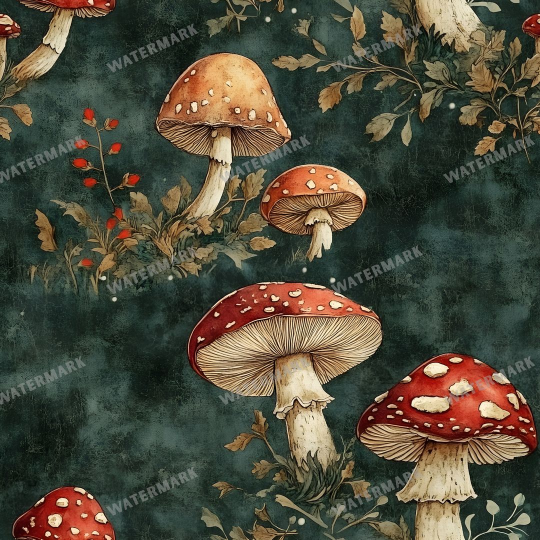Mushrooms Seamless Pattern