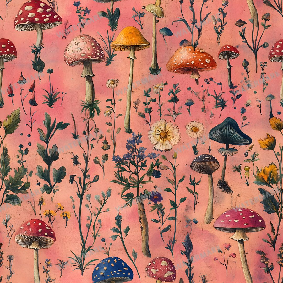 Mushrooms Seamless Pattern
