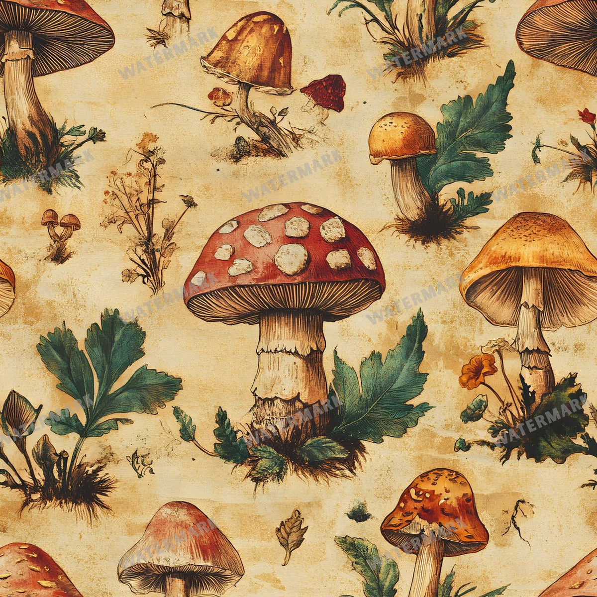 Mushrooms Seamless Pattern