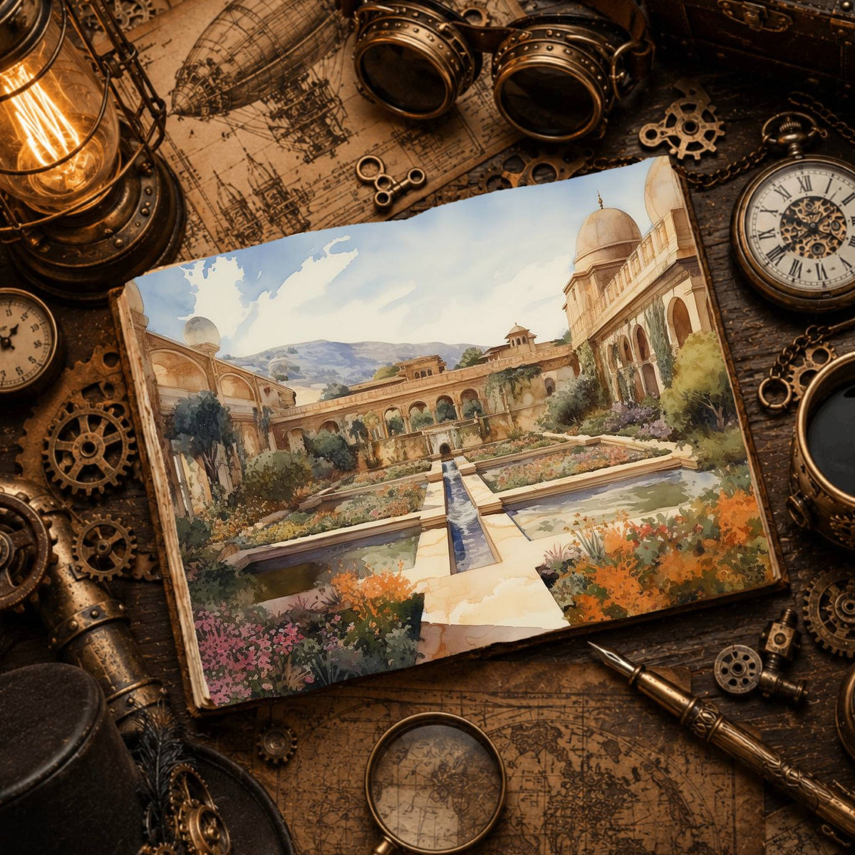 Palace Garden floral printable junk journal papers, digital download preview