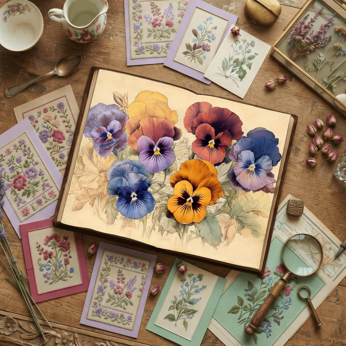 Pansy Flower Watercolour Digital Papers