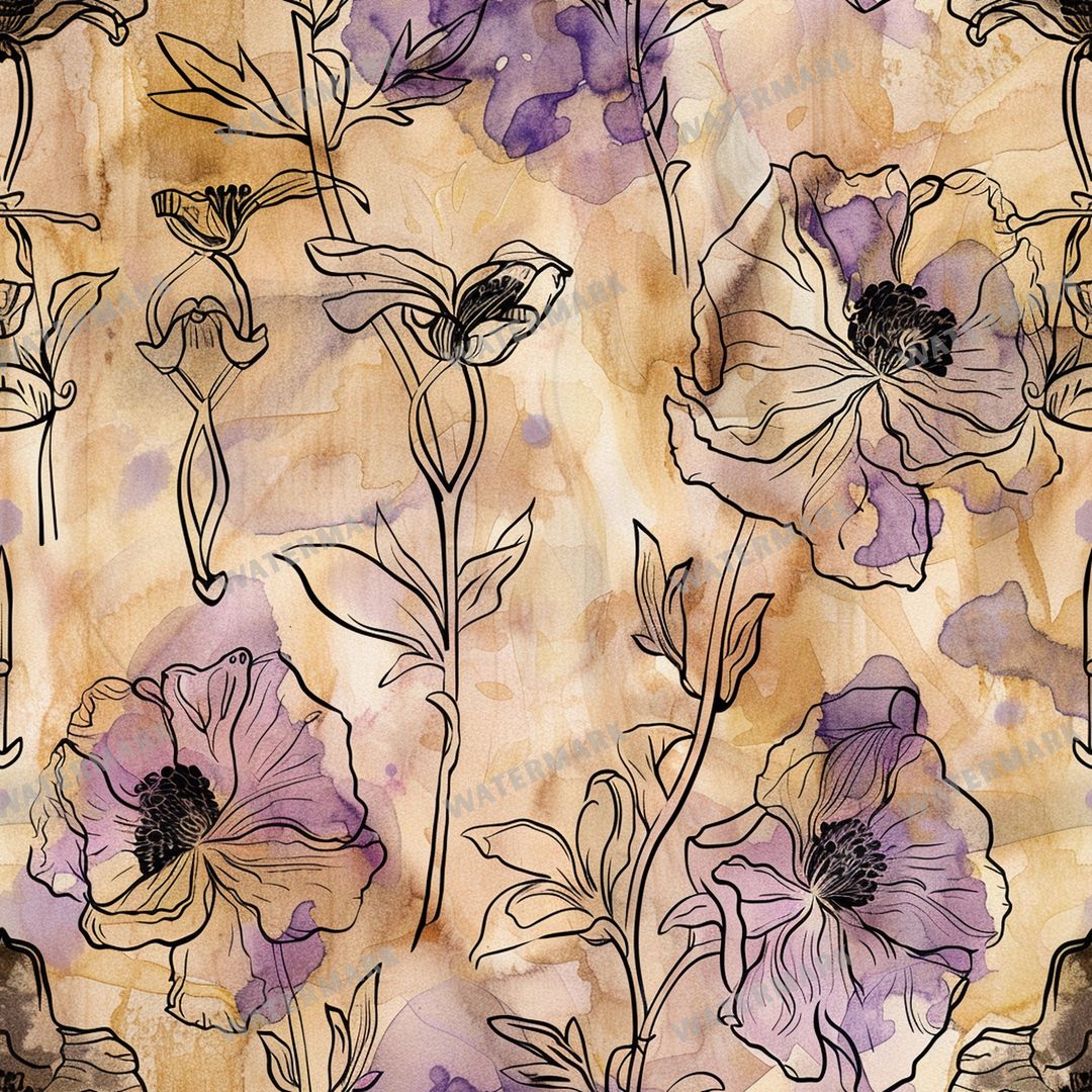 Purple Flowers Seamless Pattern