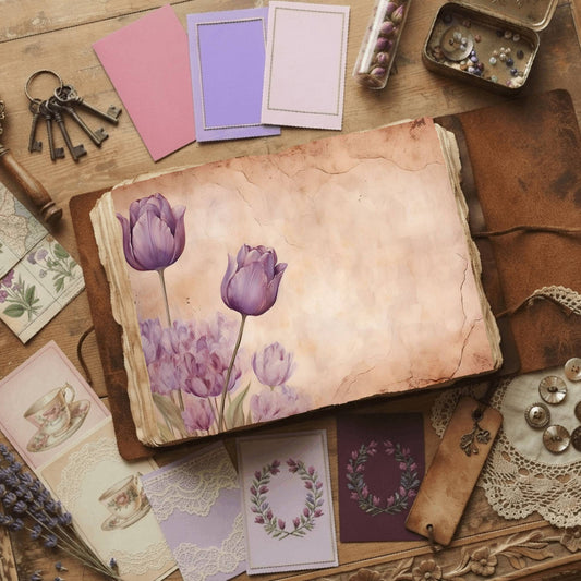 Purple Tulips Digital Papers