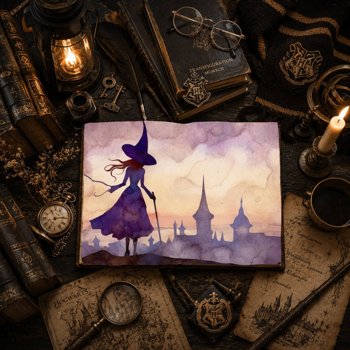 Purple Watercolour Witch Digital Papers