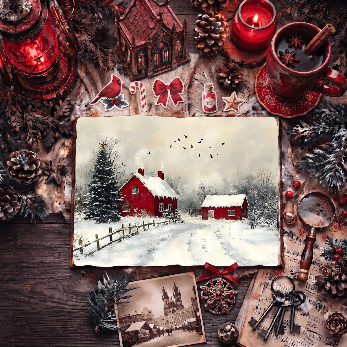Red Christmas Digital Papers