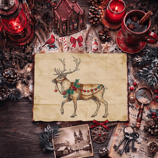 Reindeer Festive Harness Digital Papers