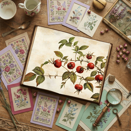 Rose floral printable junk journal papers, digital download preview