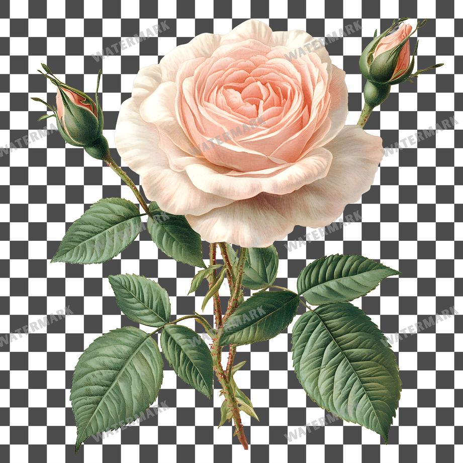 Rose Vintage Style clipart PNG on a transparent background, design 1