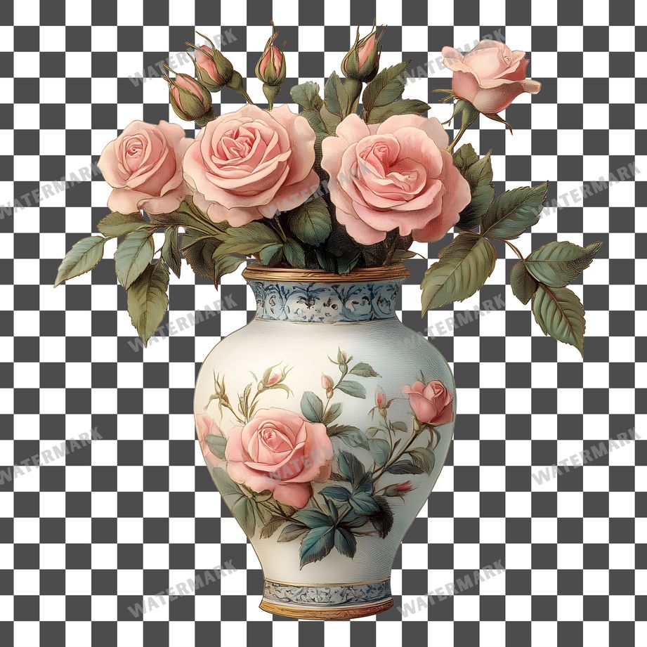 Roses Vintage Style clipart PNG on a transparent background, design 1