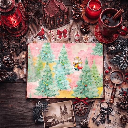 Santa Pastel Christmas Digital Papers