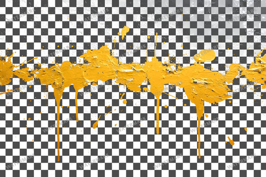 Splattered Yellow Paint Splashes Transparent Overlay Pngs
