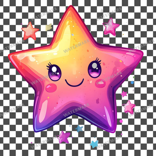 Star Kawaii Style Clipart Pngs