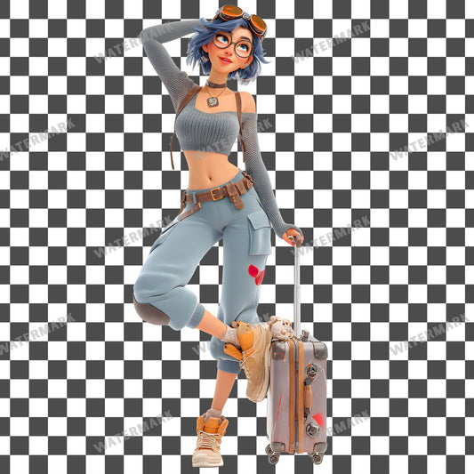 Stylish Traveler Clipart Pngs